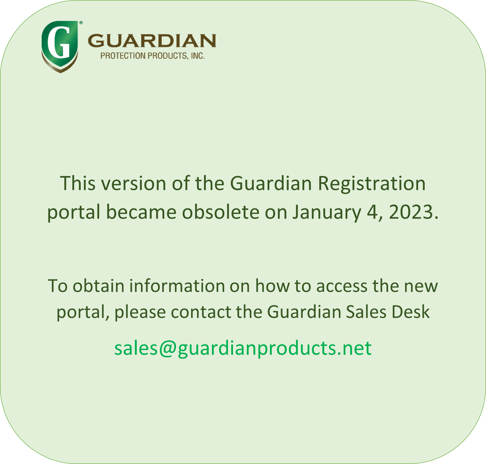 Guardian Retailer Warranty Registration Page